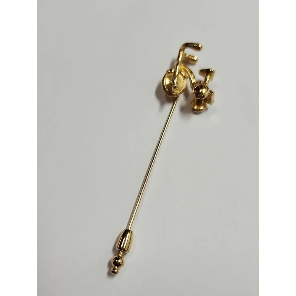 Extrememly Rare Designer Trifari Bicycle Stick Pin Mid Century
